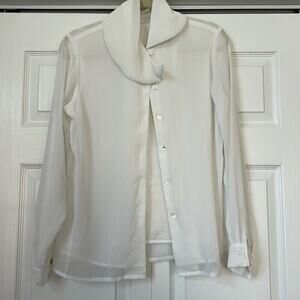 Vintage Long Sleeve‎ Blouse with Elegant Pleated Collar